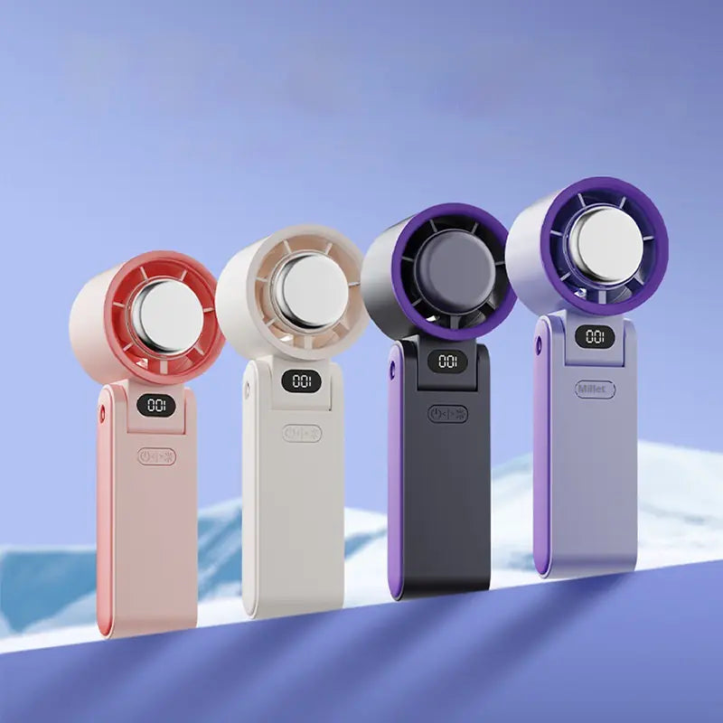 Folding Portable Handheld Ice Compress Digital Fan